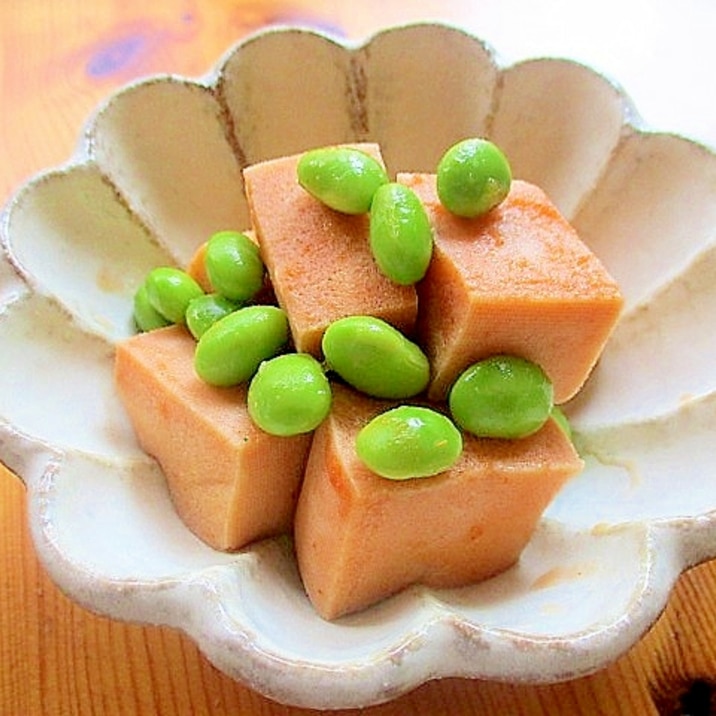高野豆腐と枝豆のケチャップ煮